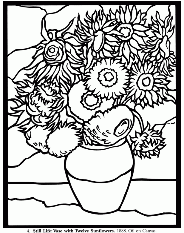 Sunflower Coloring Page Van Gogh