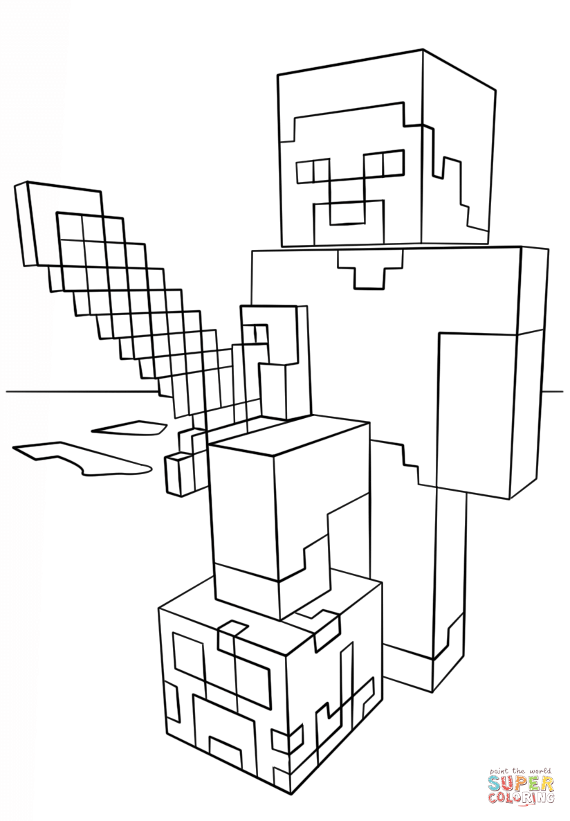 Free Minecraft Coloring Pages Steve, Download Free Minecraft Coloring