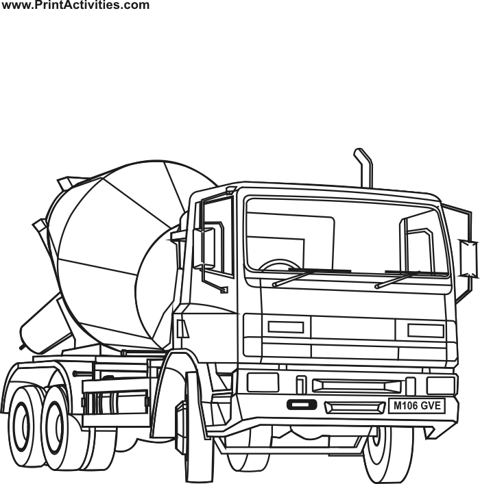 Cement Mixer Truck Coloring Page Coloring Pages