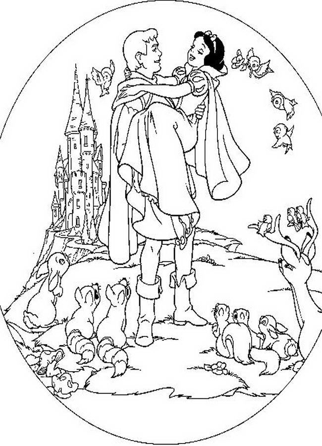 Disney Princess Coloring Pages Snow White and Prince