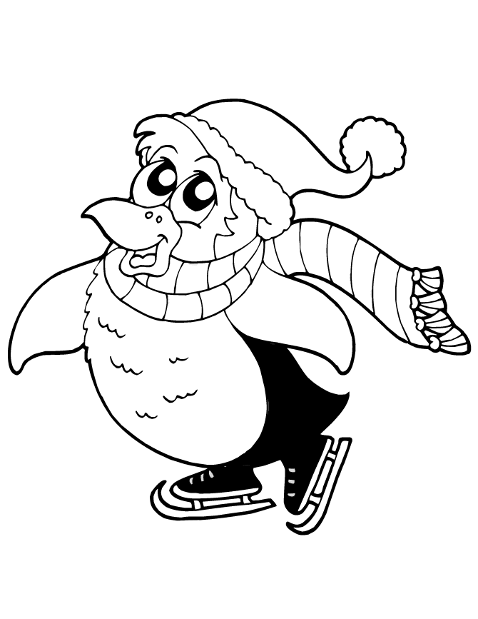 penguin ice skating coloring page Clip Art Library