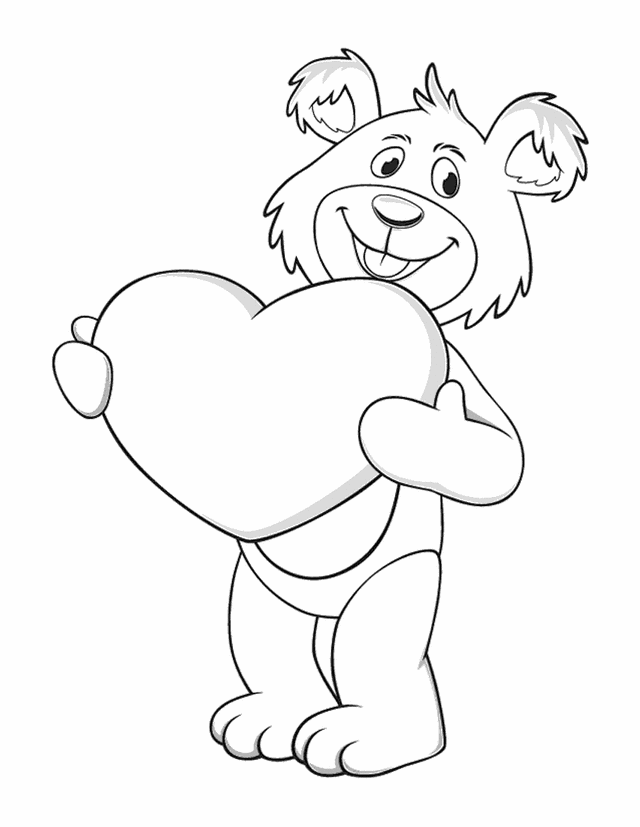 bear holding a heart pic coloring 598400