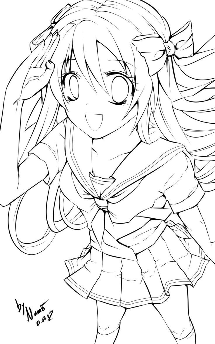 Free Cute Anime Face Girls Coloring Pages, Download Free Cute Anime