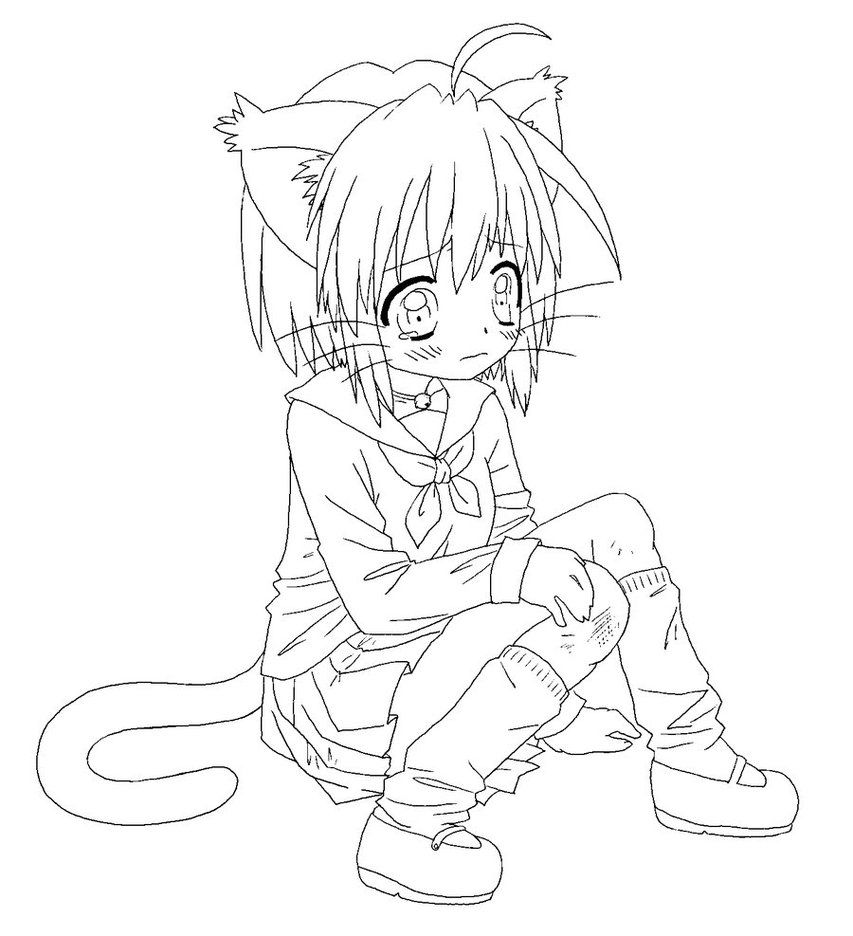 anime wolf girl coloring pages Clip Art Library