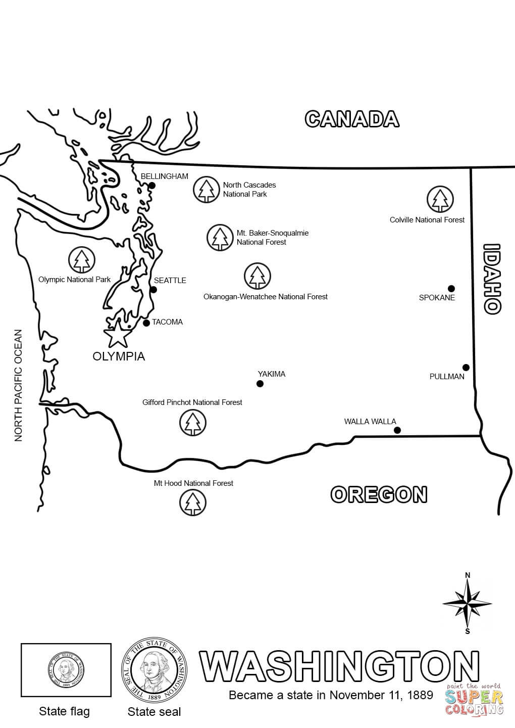washington state coloring sheets Clip Art Library