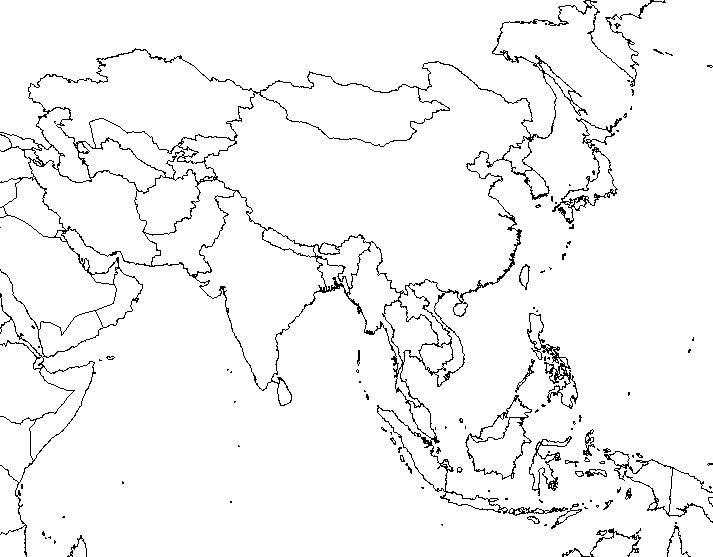 Printable Blank Map of Asia – Map of Asia Blank [PDF]