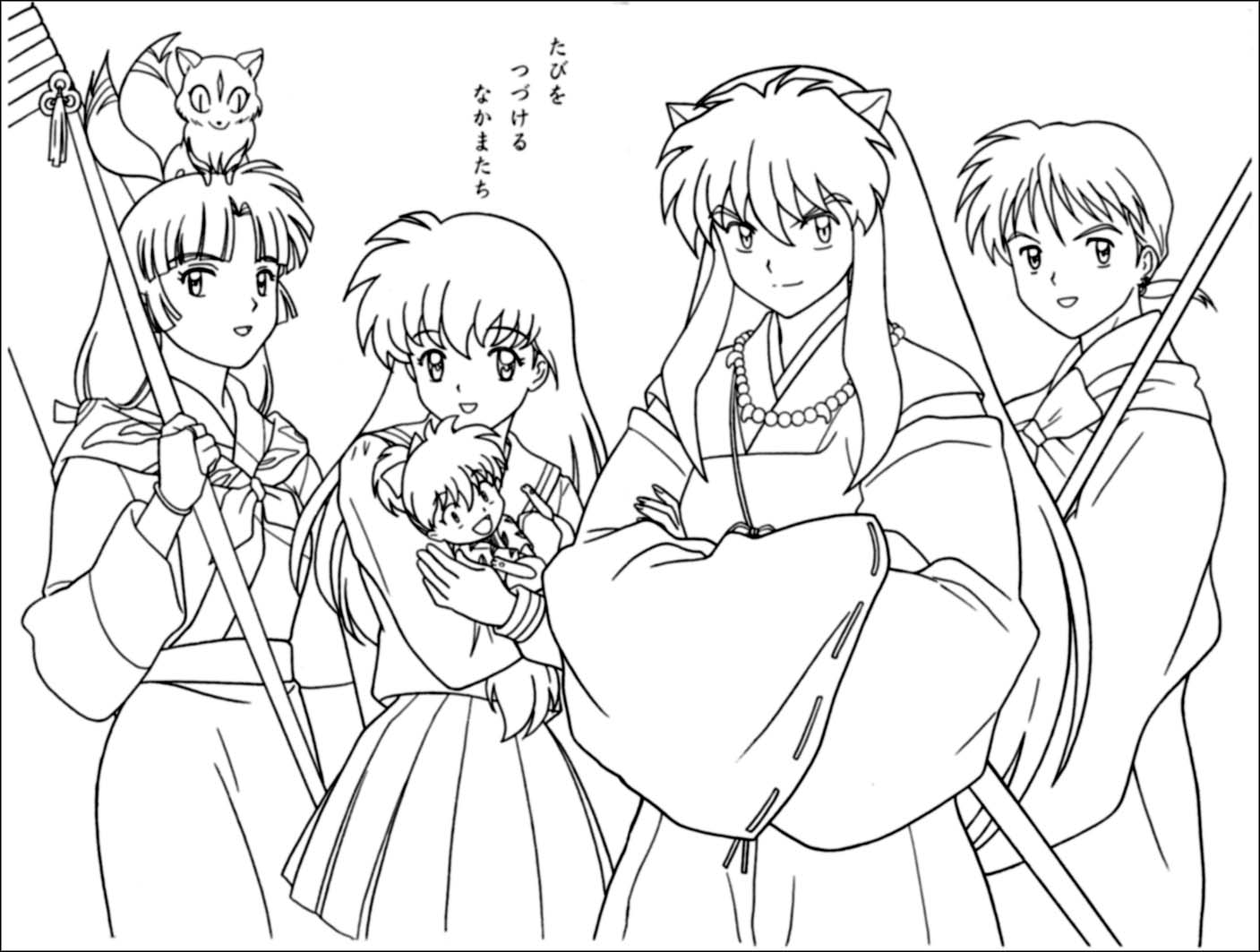 Anime Girls Group Coloring Page Bring This Fun and Creative Scene to