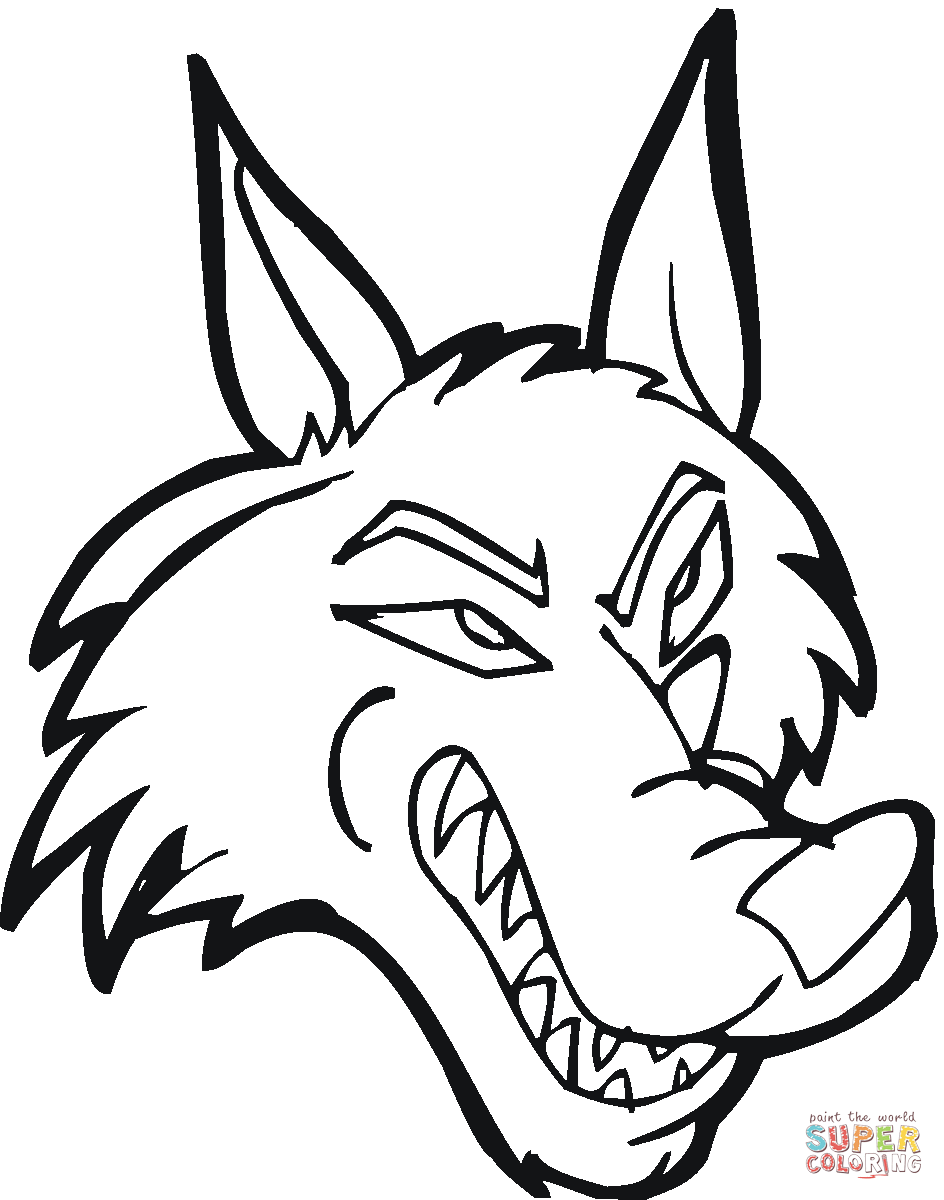 Wolf Face Coloring Page Printable Coloring Sheet for Kids
