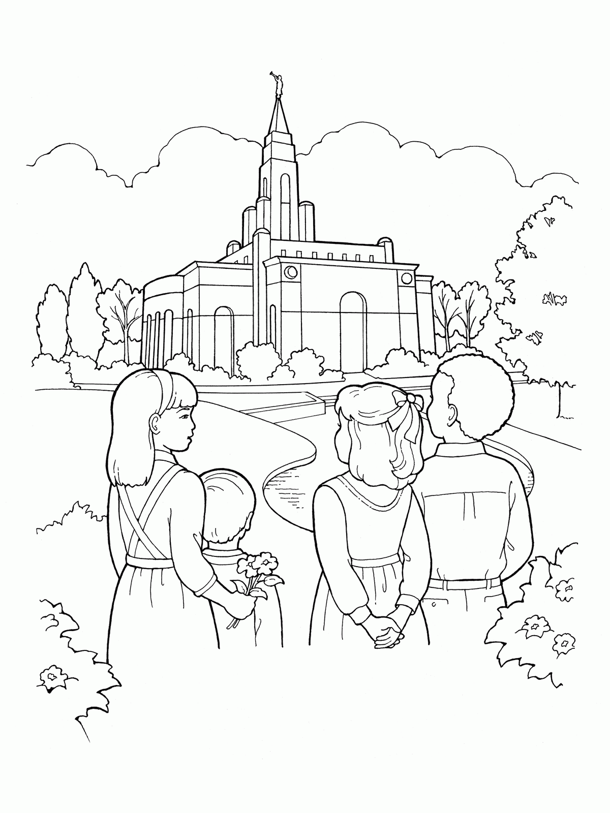 Family Going To Church Coloring Page Coloring Pages