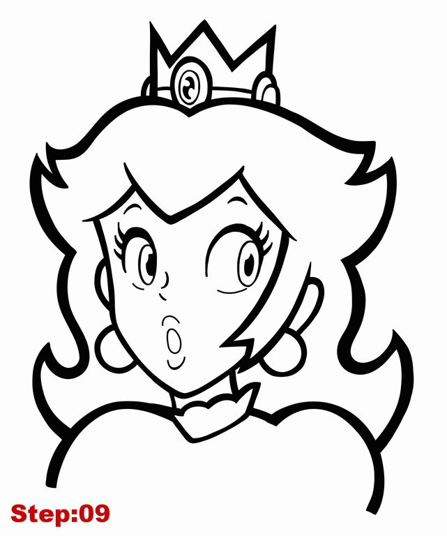 Princess Peach Face Coloring Pages Free Printable Templates