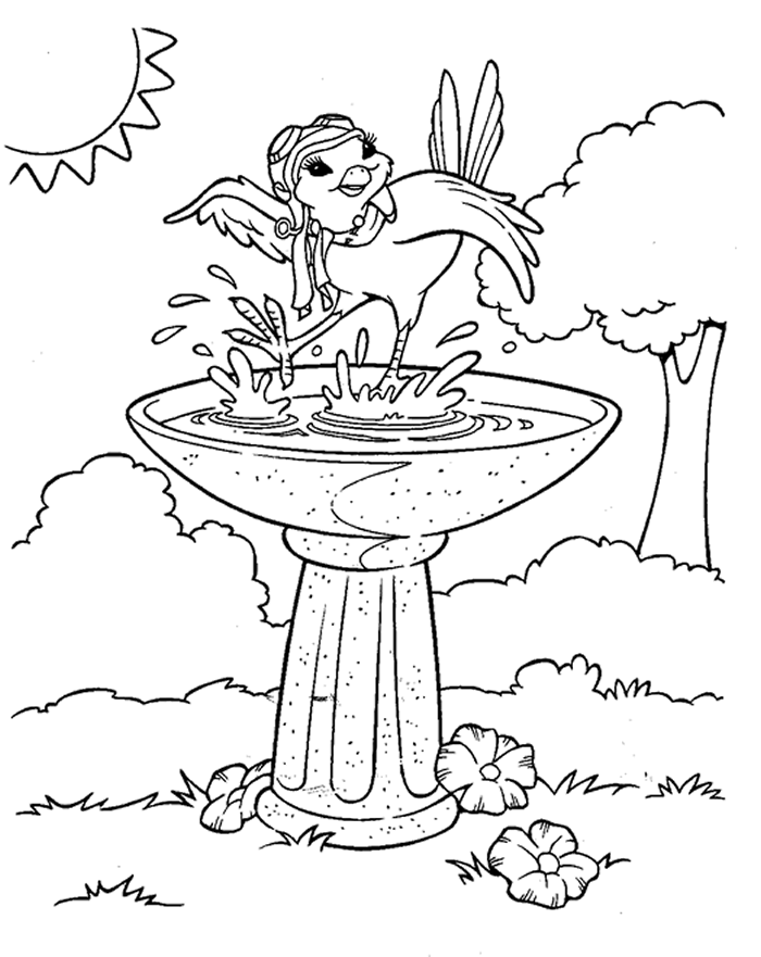 bird bath coloring pages Clip Art Library