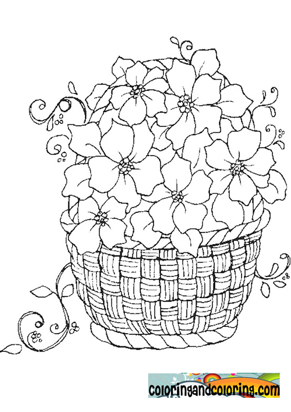 Free Flower Basket Coloring Page, Download Free Flower Basket Coloring