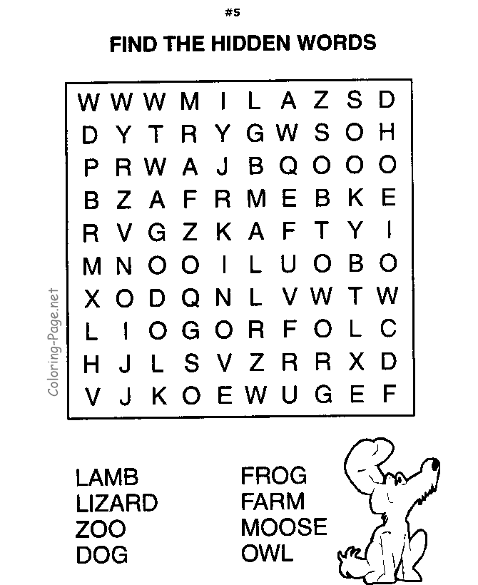 word search 5 words Clip Art Library