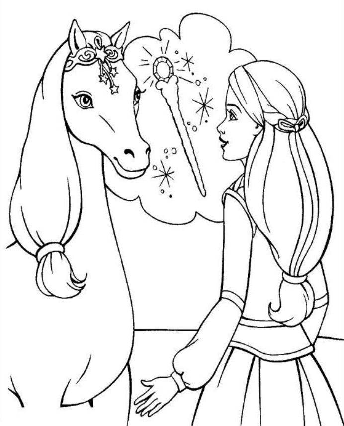 Beautiful Barbie Horse Coloring Pages for Kids