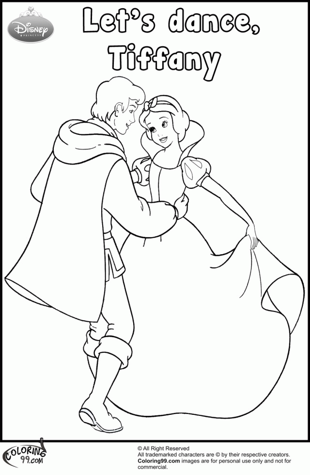 snow white and prince dancing coloring Clip Art Library