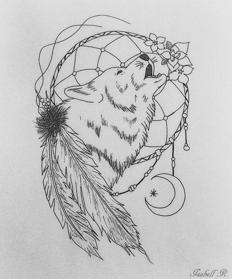 dream catcher wolf coloring pages Clip Art Library