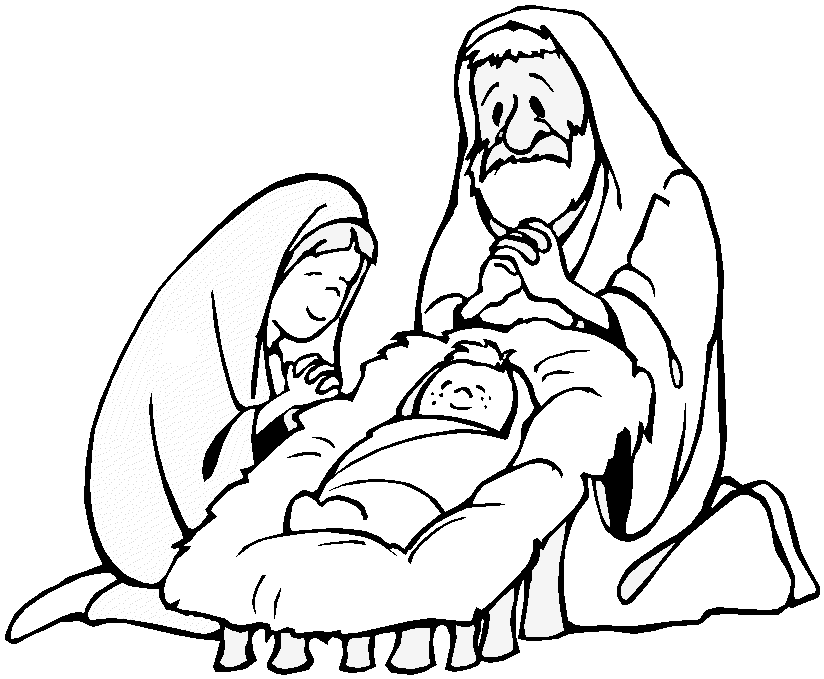 mary joseph and baby jesus coloring Clip Art Library