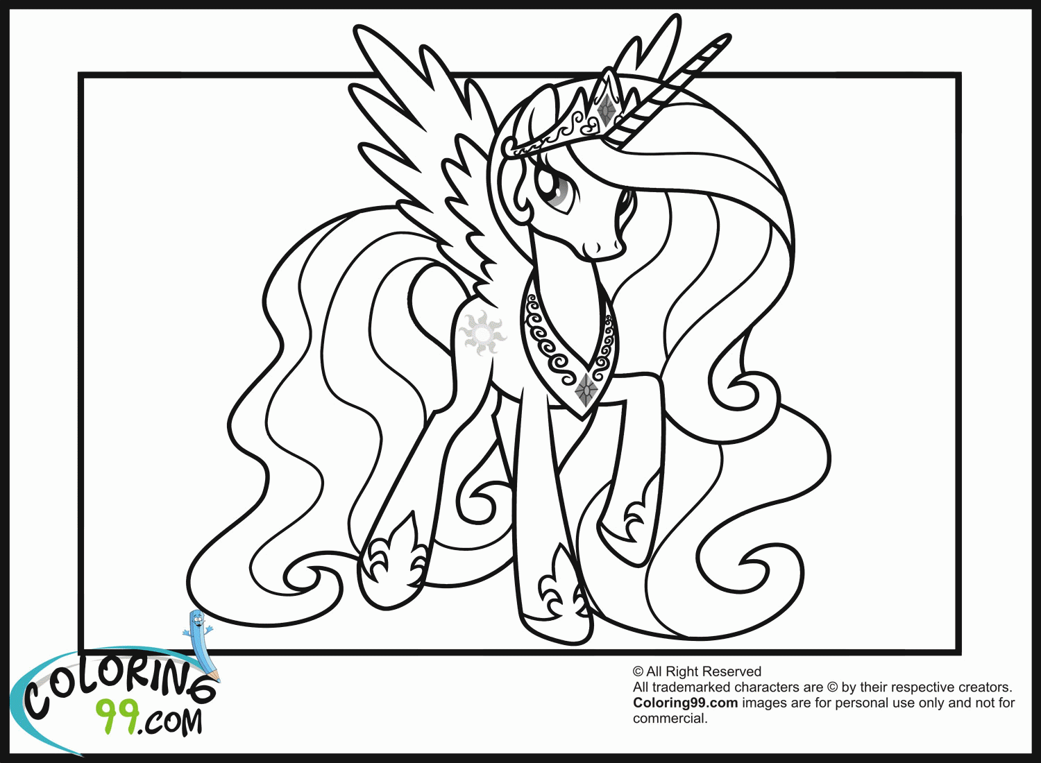 Free My Little Pony Coloring Pages Princess Celestia, Download Free My