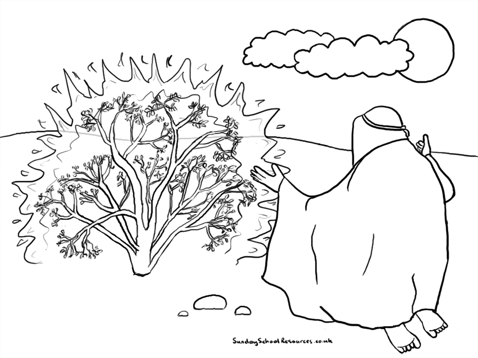 printable moses and the burning bush coloring page #656503
