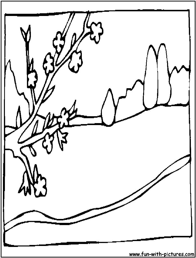 Free Spring Landscape Coloring Pages, Download Free Spring Landscape