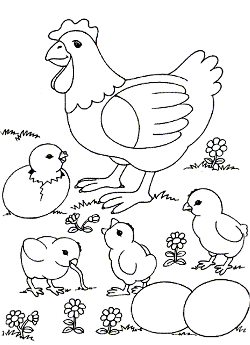 Hen and Chicks Coloring Page Free Printable Coloring Pages