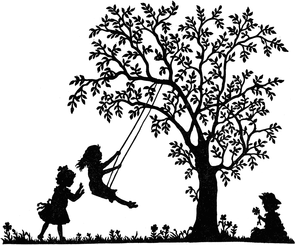 tree swing silhouette Clip Art Library