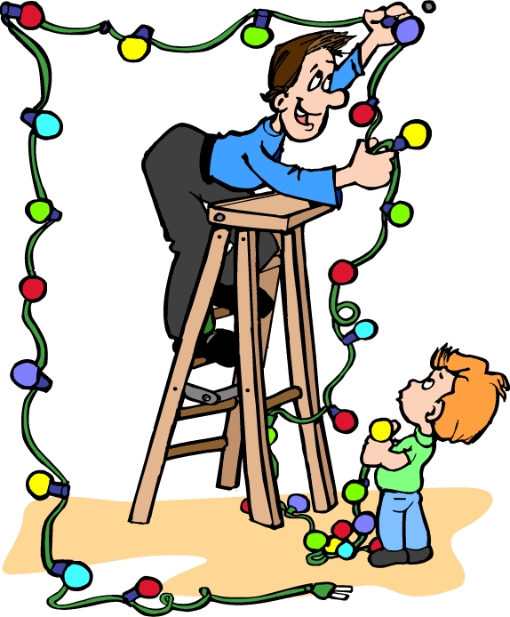 putting up christmas lights clipart Clip Art Library