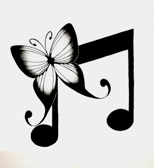 Albums 92+ Wallpaper Butterfly Music Note Tattoo Stunning