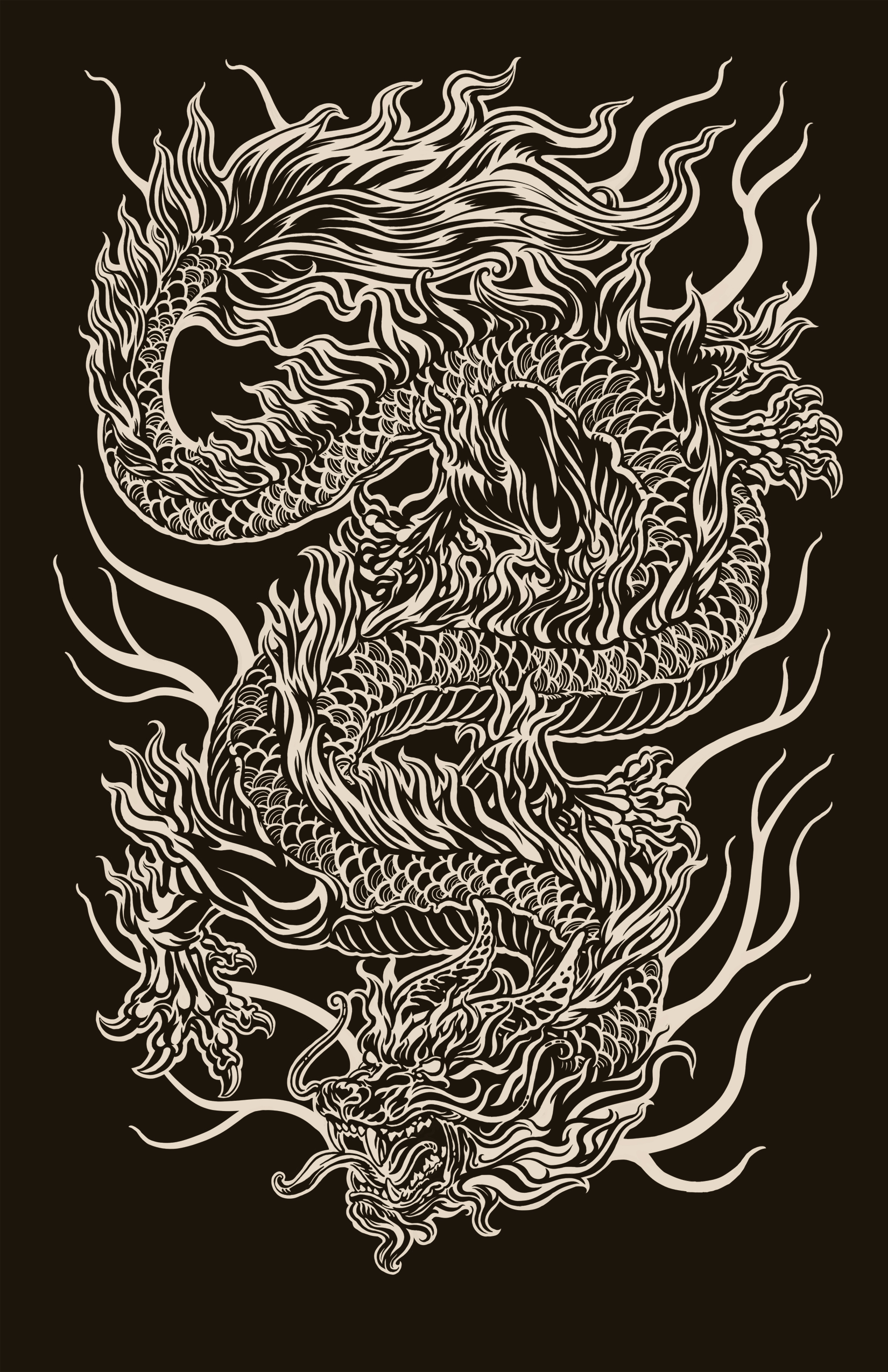 Black Chinese Dragon Wallpaper
