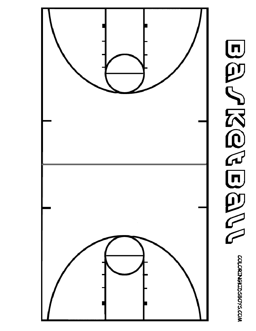 Basketball Court Clipart Outline Clip Half Floor Diagram Template Blank