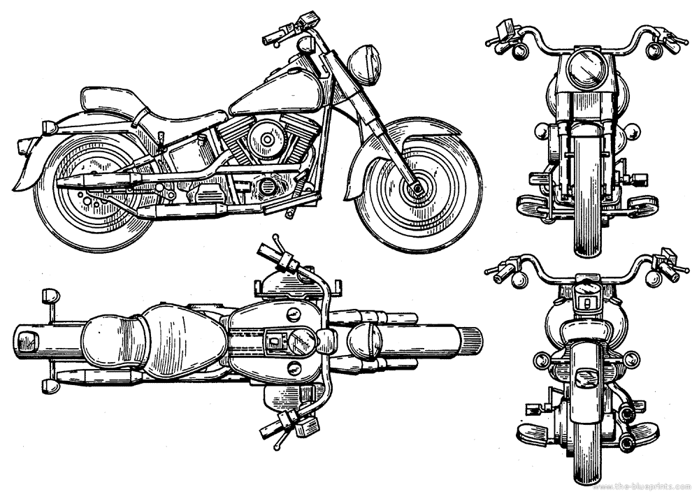 motorcycle blueprint harley davidson Clip Art Library