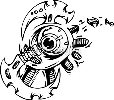 Bio Mechanical Tattoo Stencil - Clip Art Library 352_x_400_jpg