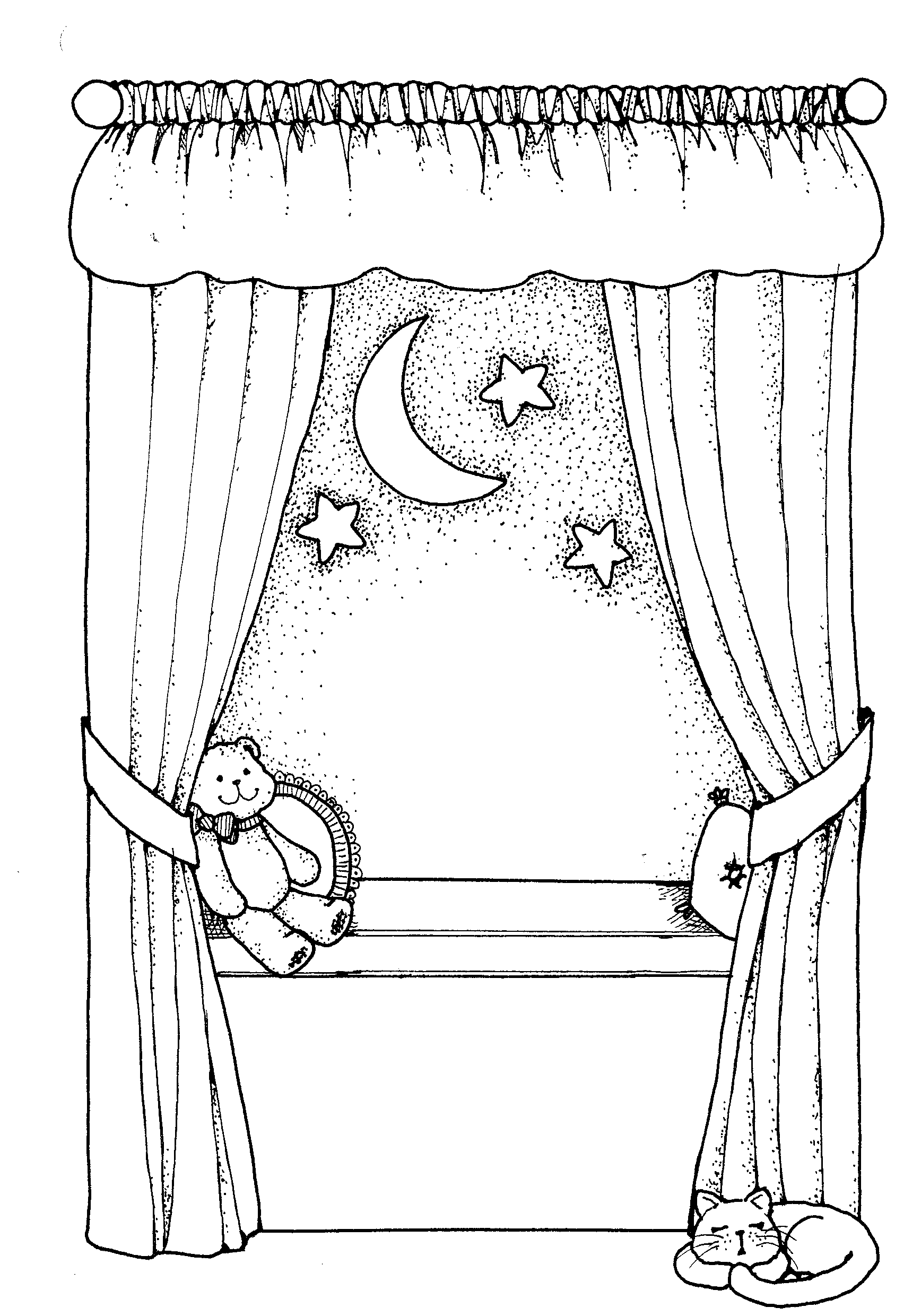 Night Sky Drawing Black And White Clipart