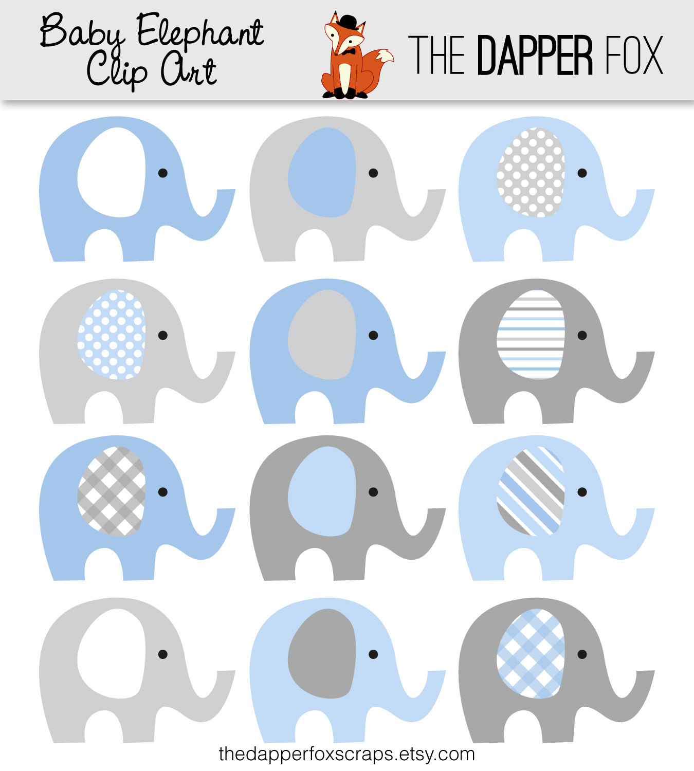 Blue Baby Elephant Clipart