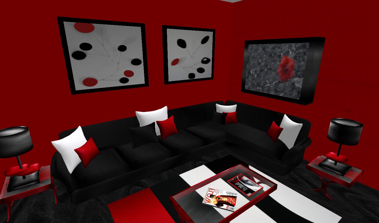 living room decor red and black Clip Art Library
