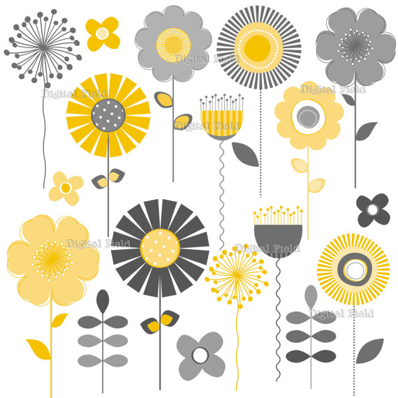 yellow and grey flower Clip Art Library