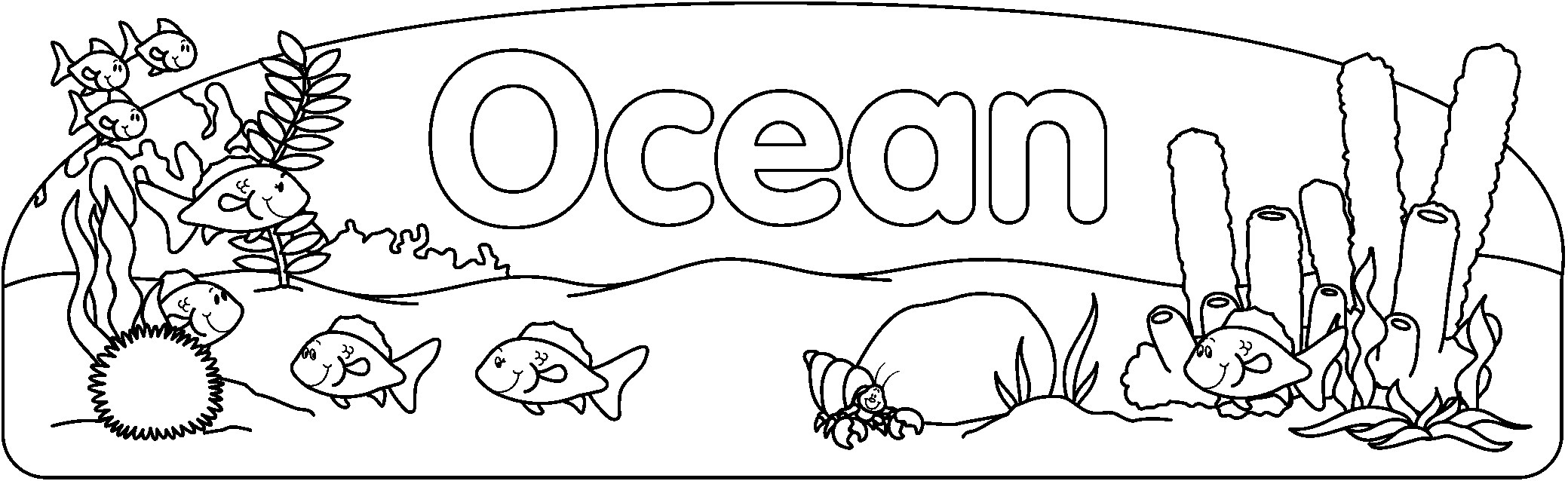 Ocean Animals Underwater Clipart Black