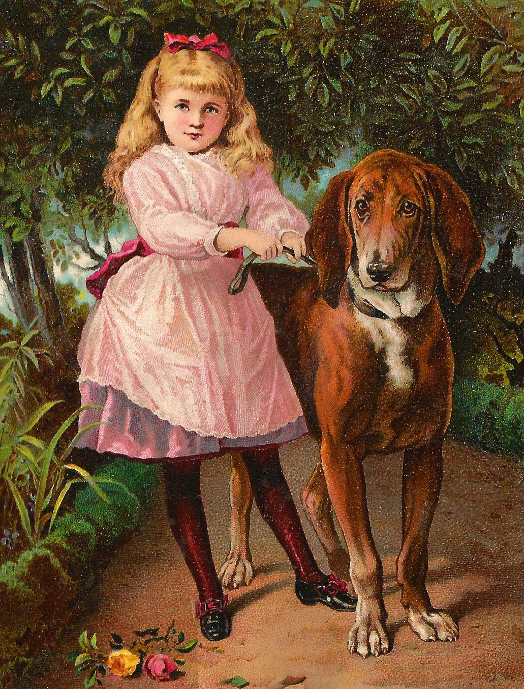 girl with dog victorian Clip Art Library