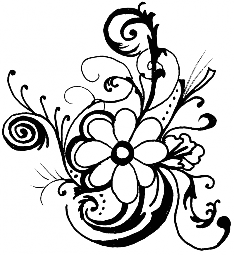 black and white flowers clip art Clip Art Library