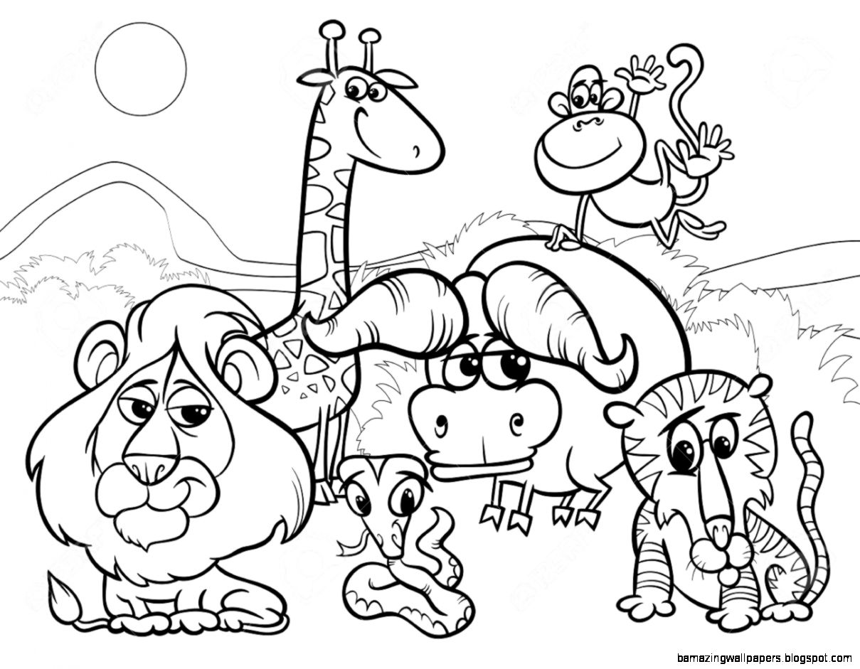 cartoon wild animals coloring page Clip Art Library