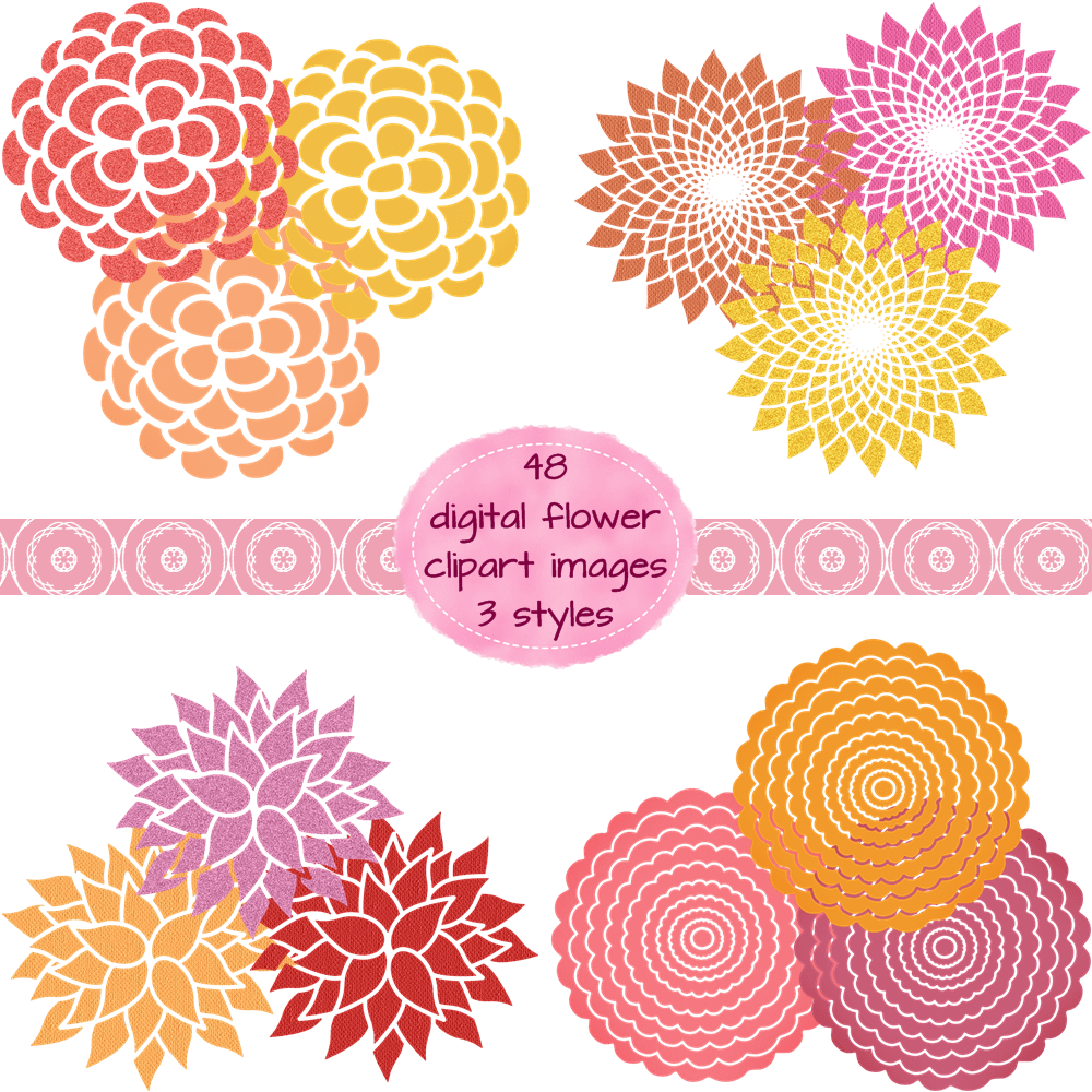 pink and orange flower clipart Clip Art Library