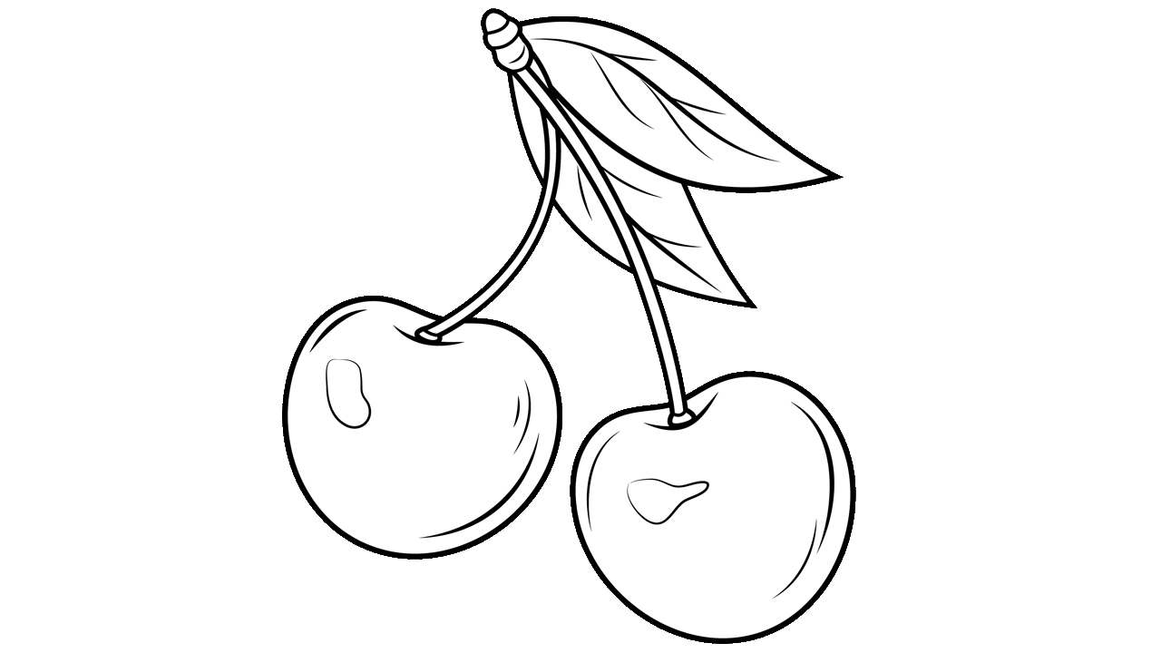 cherry black and white Clip Art Library