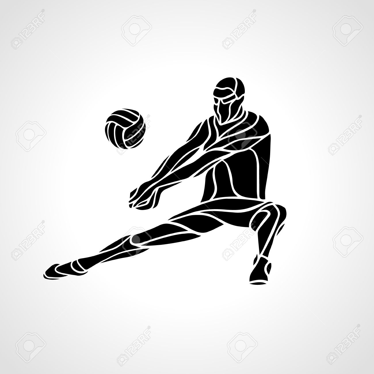 silhouette volleyball dig Clip Art Library