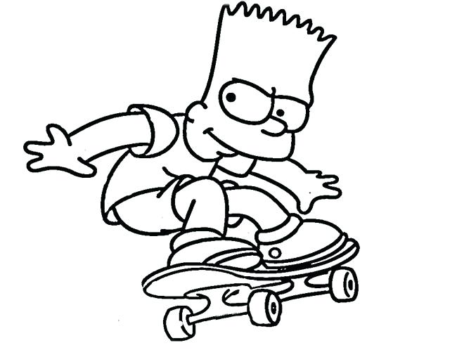 Bart Simpson Skateboard Colouring Pages Wickedgoodcause