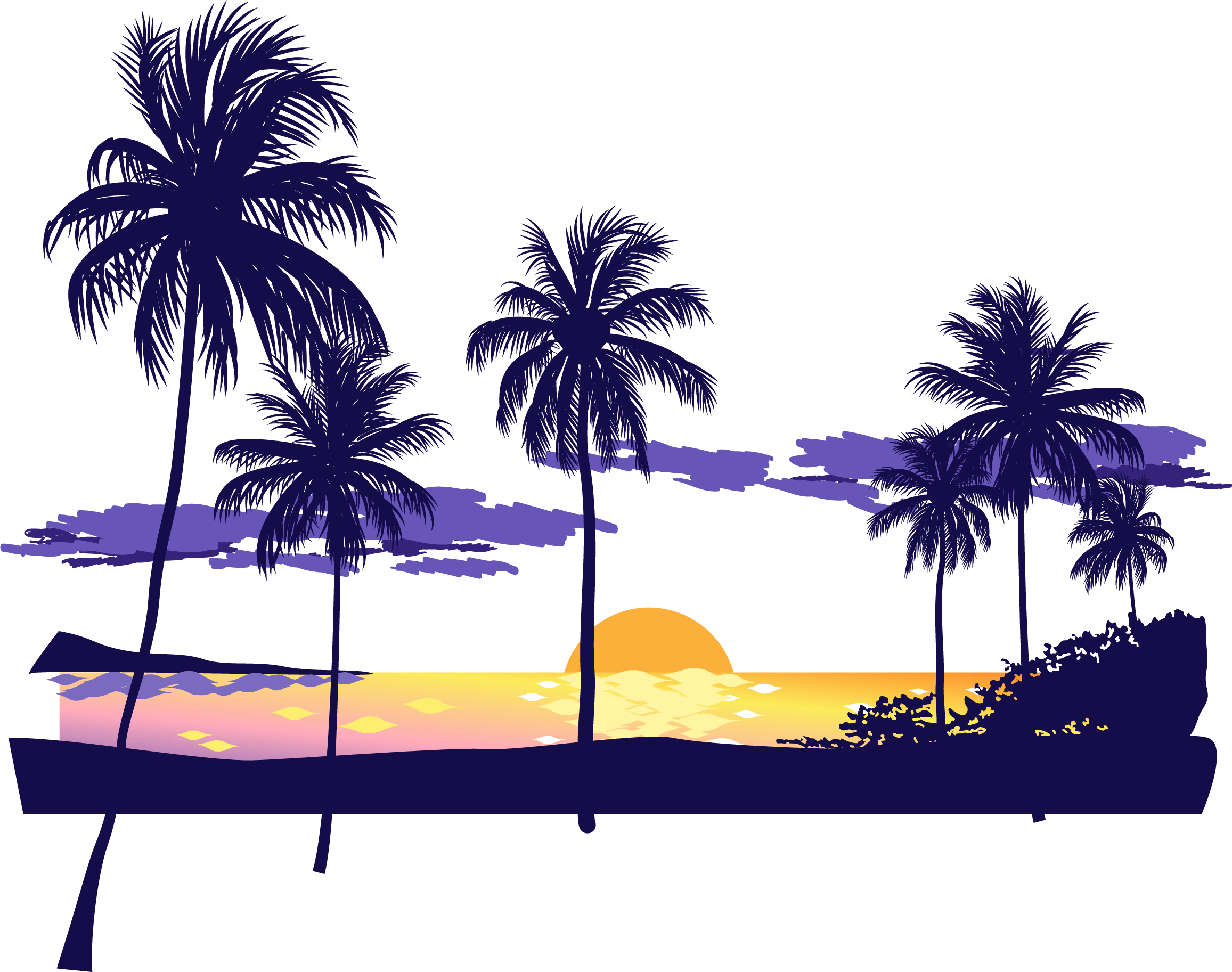 Beach Sunset Drawing Free download on ClipArtMag