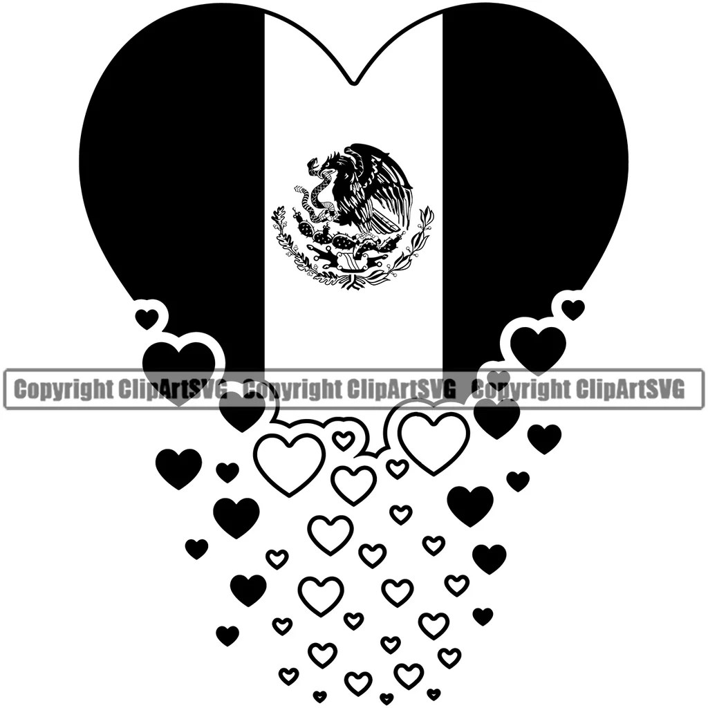 Mexican Flag Symbol Black And White