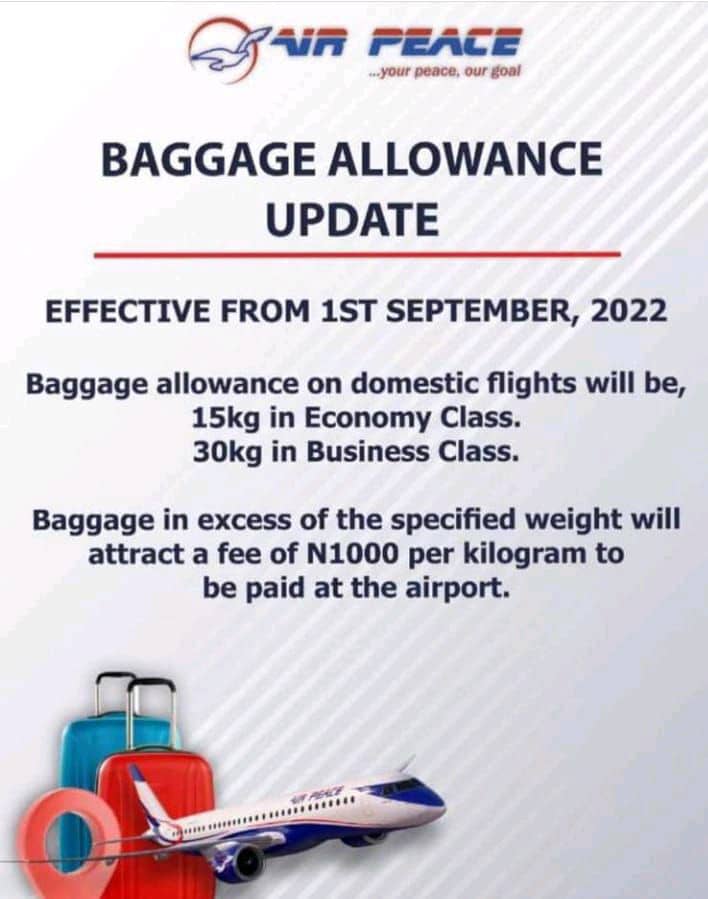 Airpeace Airlines’ Baggage Allowance Update CliqJets Consulting