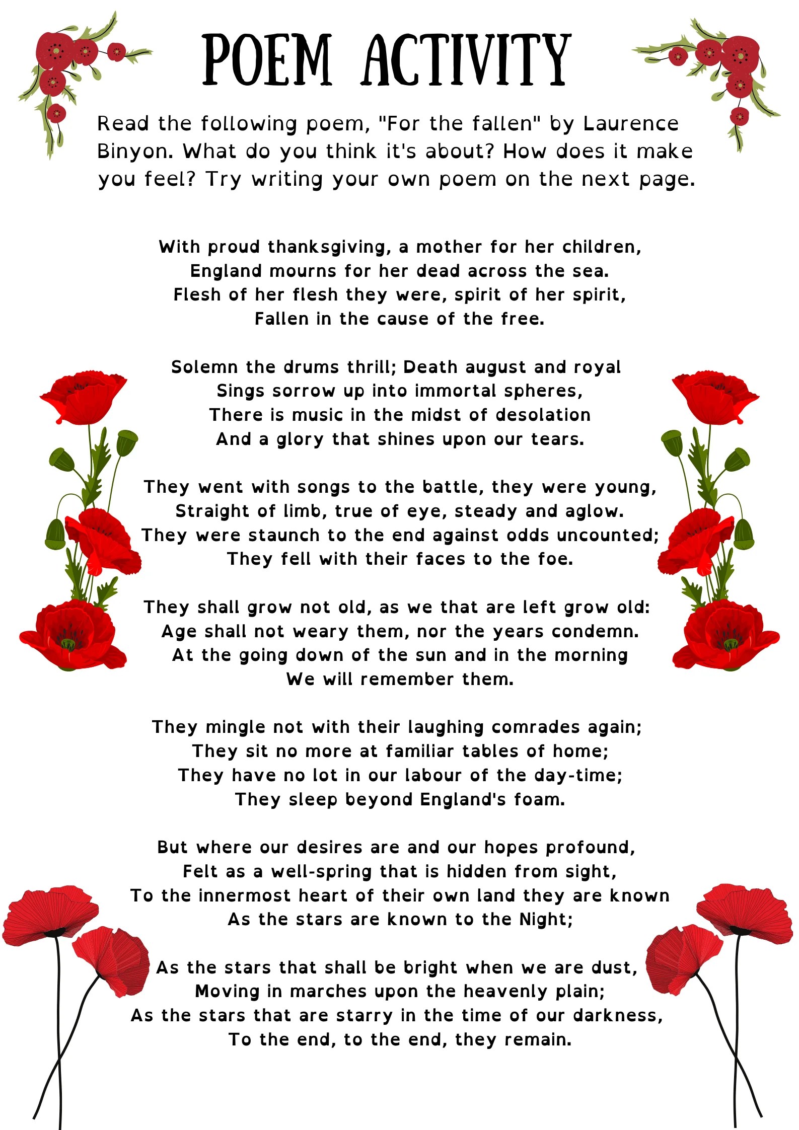 Remembrance Day Activities {PDF} Curious Little Monkeys Educational