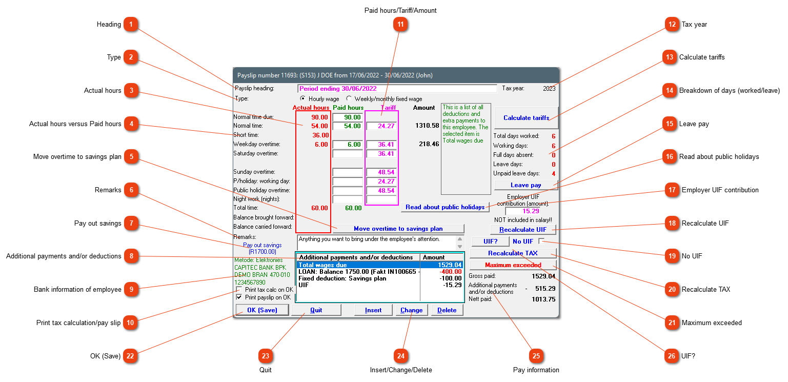 Pay slip template clock worker