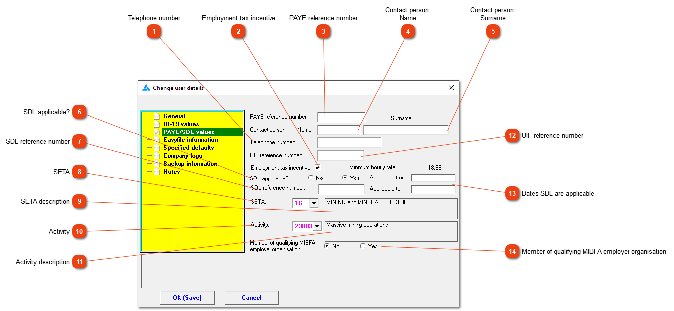 PAYE/SDL values